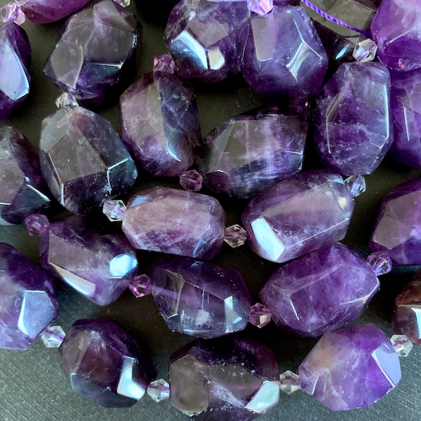 Large Purple Amethyst Nugget Bead Faceted Amethyst Nugget (1 Bead) Large Purple Stone Bead Purple Gemstone (770)