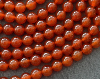 8mm Carnelian Beads, Grade A, Stone Beads, Smooth, Shiny Round Beads Orange Stone Beads (10 beads) Gemstone Beads