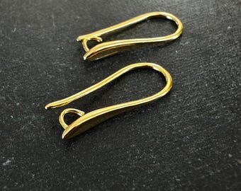 24K Gold Plated Earring Hooks Jewelry Findings (1 pair) Jewelry Making Earrings Shiny Gold Earrings Ear Wires Dangle Earring Wires (075)
