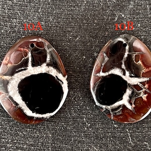 24mm Septarian Gemstone Pendant or Pair 24x20x5mm Designer Cut Natural Gemstone (1 pendant) Brown Black White Freeform Stone Pendant (#10)