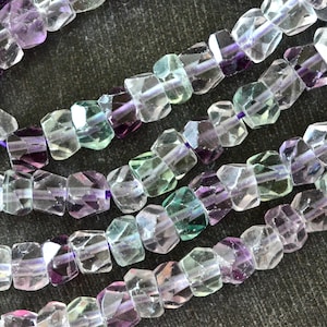 Perles en fluorite arc-en-ciel de 8 mm, pierres gemmes à facettes, 8 x 5 mm perles violettes, vertes, bleues (6 perles) véritable rondelle de pierres précieuses en fluorite arc-en-ciel