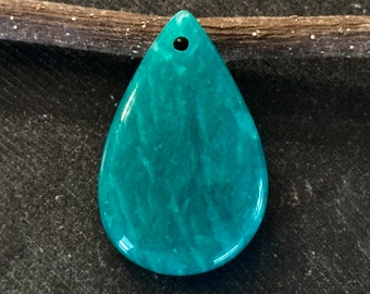 41mm AAA Russian Amazonite Stone Teardrop Pendant Luxe Gemstone Natural Stone Pendant 41x28x9mm Teal Blue Gemstone Necklace Pendant (#4L)