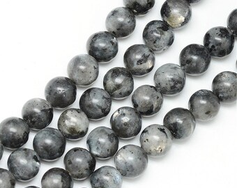 6mm Black Labradorite, Larvikite Smooth Round Beads, Shimmery Gray Gemstone Beads Stone Beads (12 beads) Labradorite Round Bead