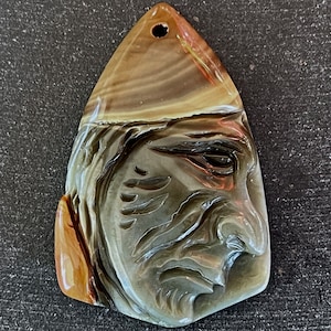45mm Hand Carved Stone Face Succor Creek Jasper 45x30x7mm Hand Carved Stone Pendant Natural Jasper Gemstone Stone Pendant Gray Brown (515)