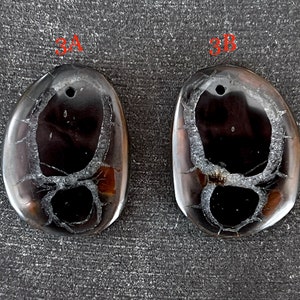 25mm Septarian Gemstone Pendant or Pair 25x19x4mm Designer Cut Natural Gemstone (1 pendant) Brown Black White Freeform Stone Pendant (#3)
