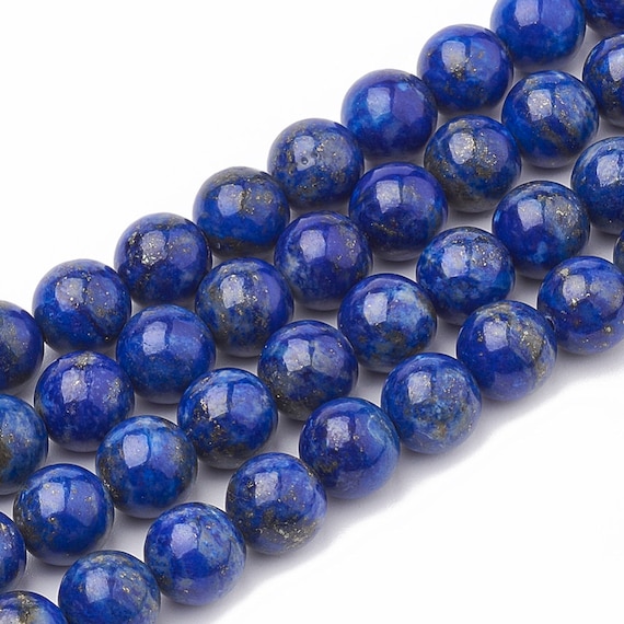 8mm Lapis Lazuli 2mm Large Hole Faceted Rondelle Bead Set of 10