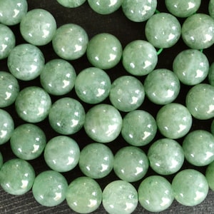 8mm Natural Burmese Jade Stone Beads, Light Green Dyed Jade Gemstone (9 Beads) Jade Stone Beads, Genuine Jade, Pale Green Gemstone