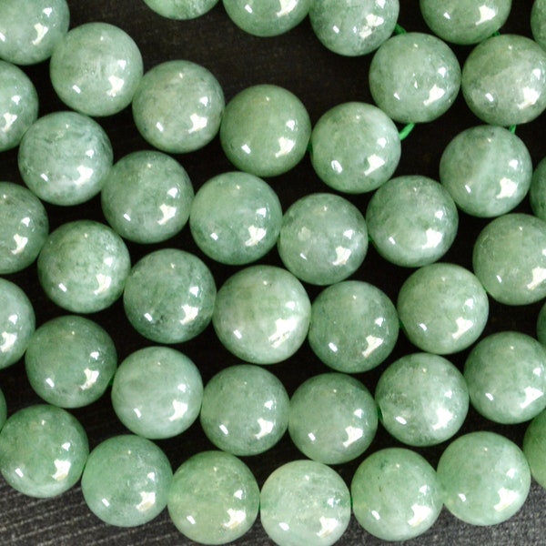 8mm Burmese Jade Stone Beads, Natural Light Green Jade Gemstone (9 Beads) Jade Stone Beads, Genuine Jade, Pale Green Gemstone