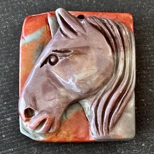 40mm Hand Carved Horse Pendant 40x35x14mm Succor Creek Jasper Carved Natural Gemstone Pendant Carved Stone Horse Pendant (025)