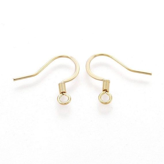 304 Stainless Steel 17mm Flat Ear Wire Earring Hooks Jewelry Findings 5  Pairs Jewelry Making for Earrings Golden Plated Earrings 05 