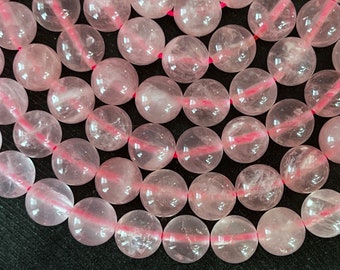 10mm Rose Quartz Smooth Stone Beads Natural Gemstone (8 beads) Pale Pink Gemstone, Natural Quartz Light Pink Stone Beads