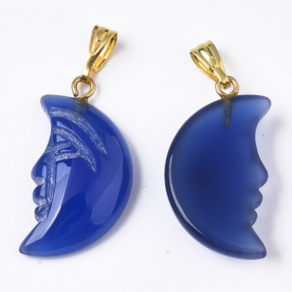23mm Carved Stone Pendant Moon Face 