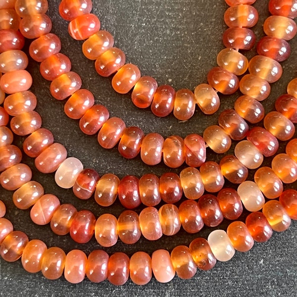 6mm Carnelian Beads Stone Beads 6x4mm Rondelle Beads Shiny Orange Stone Beads (12 beads) Gemstone Beads Natural Stone