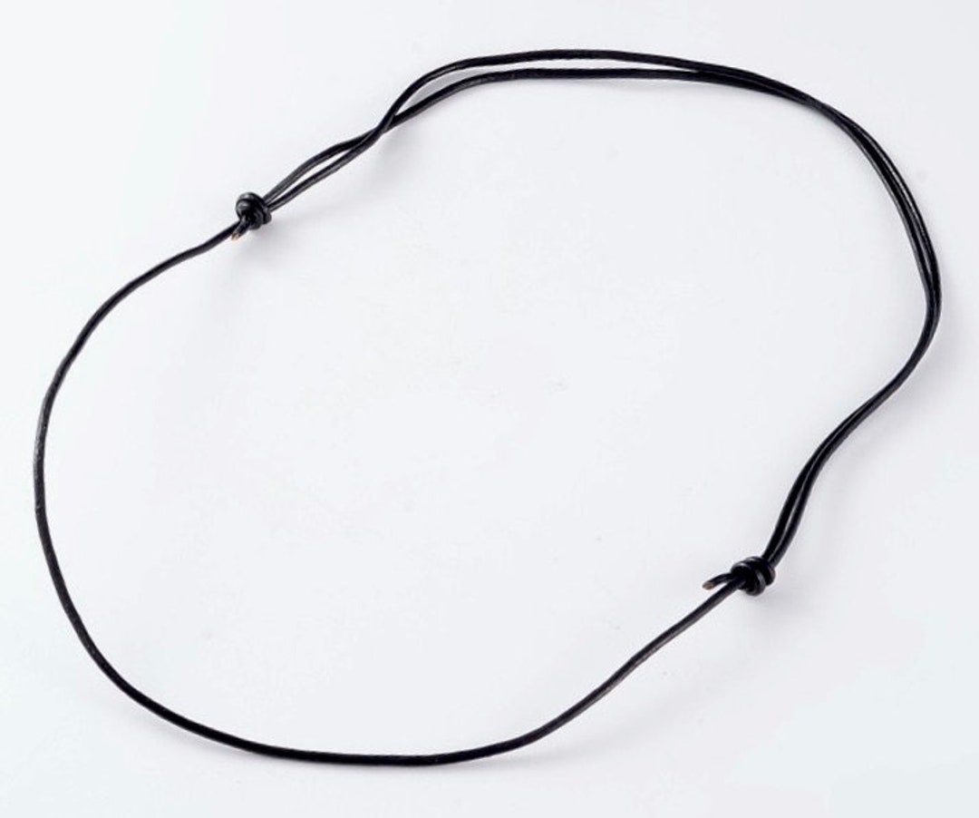Black Leather Necklace Genuine Leather Adjustable Sliding