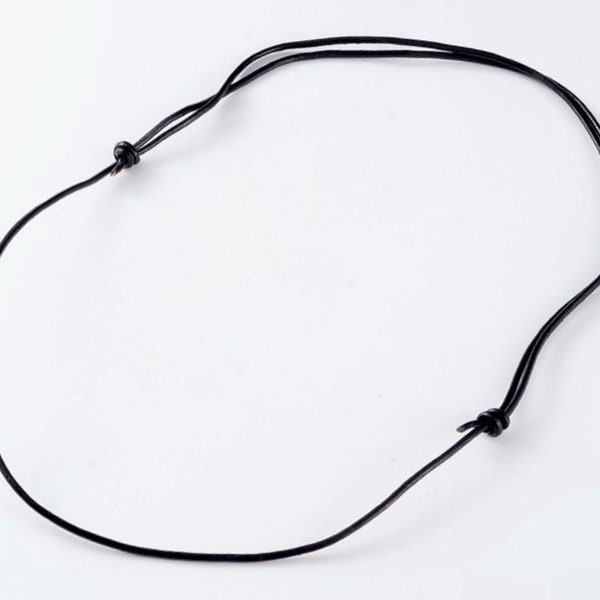 1.7mm Leather Necklace Genuine Leather Adjustable Sliding Knot Jewelry Making, Black Leather Necklace Round Leather