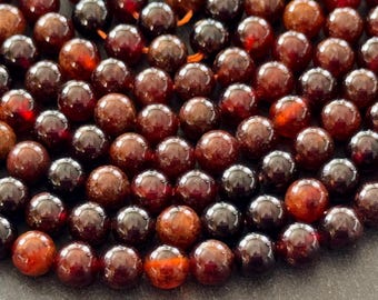 6mm Orange Garnet Stone Beads Spessartite Gemstone Beads Round Smooth Garnet Beads (12 Beads) Red Orange Stone Beads Jewelry Beads (300)