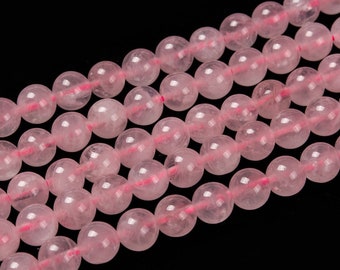 6mm Rose Quartz Smooth Stone Beads Natural Gemstone (12 beads) Pale Pink Gemstone, Natural Quartz Light Pink Stone Beads