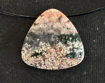 35mm Ocean Jasper Triangle Pendant Designer Cut Stone Pendant Natural Green Yellow Pink Stone Jasper Pendant 35x8mm Necklace Stone (455)