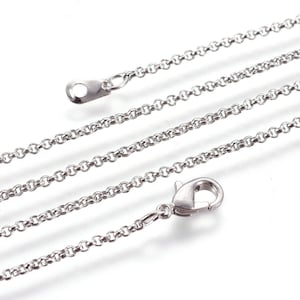 18&quot; Platinum Necklace Rolo Chain, Silver Necklace, Dainty Chain, Fine Chain, 18.8 inches, 1.6mm Small Chain for Necklace Lobster Clasp