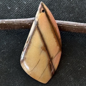 56mm Picasso Jasper Stone Pendant Designer Cut Stone 56x26x6mm Yellow Brown Orange Natural Untreated Stone Pendant (152)