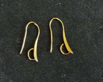 24K Gold Plated Earring Hooks Jewelry Findings (1 pair) Jewelry Making Earrings Matte Gold Earrings Ear Wires Dangle Earring Wires (502)