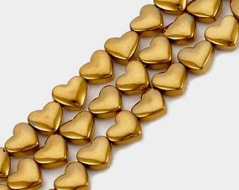 6mm Golden Hämatit Herz Stein Perlen (12 Perlen) Vergoldet Metallic 6x3mm kleine Stein Herz Perlen Schmuck machen kleine Gold Herz Perlen