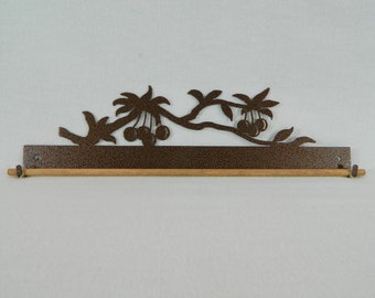 Cherries Quilt Hanger ~ Dark Copper Cut Steel 12 Inches Wide ~ Made in the USA