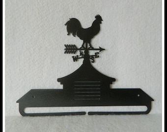 Cupola with Rooster Quilt Hanger ~ Charcoal Black Cut Steel 12 Inches Wide ~ Made in the USA