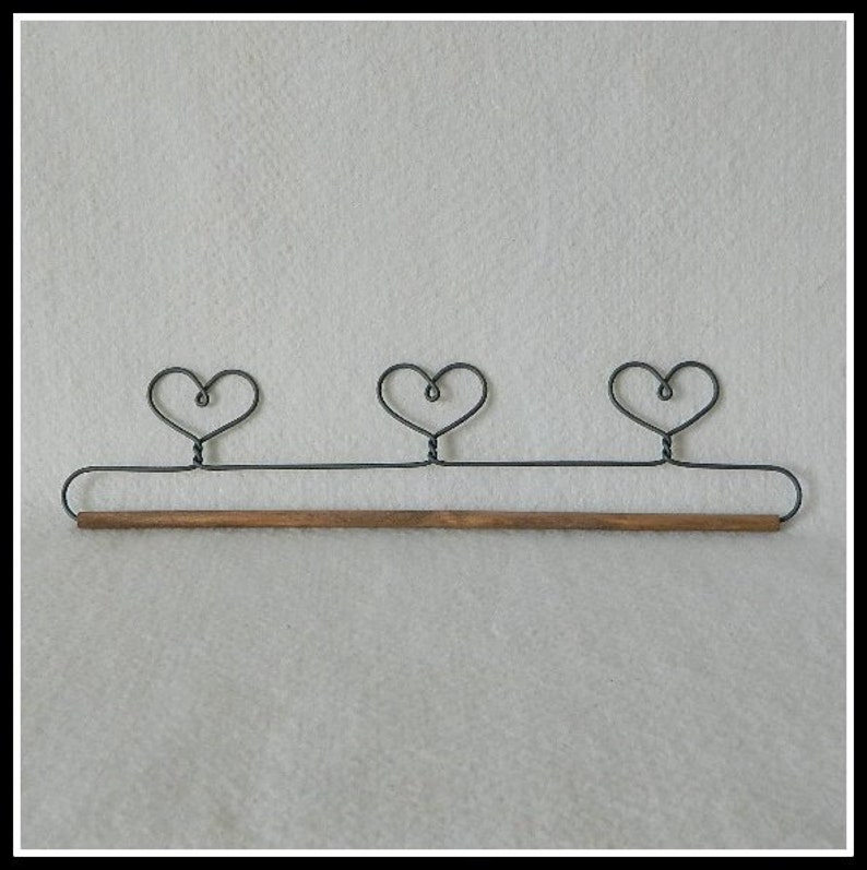 Three Heart Quilt Holder Gray Wire 15 Inches Wide Made in Etsy