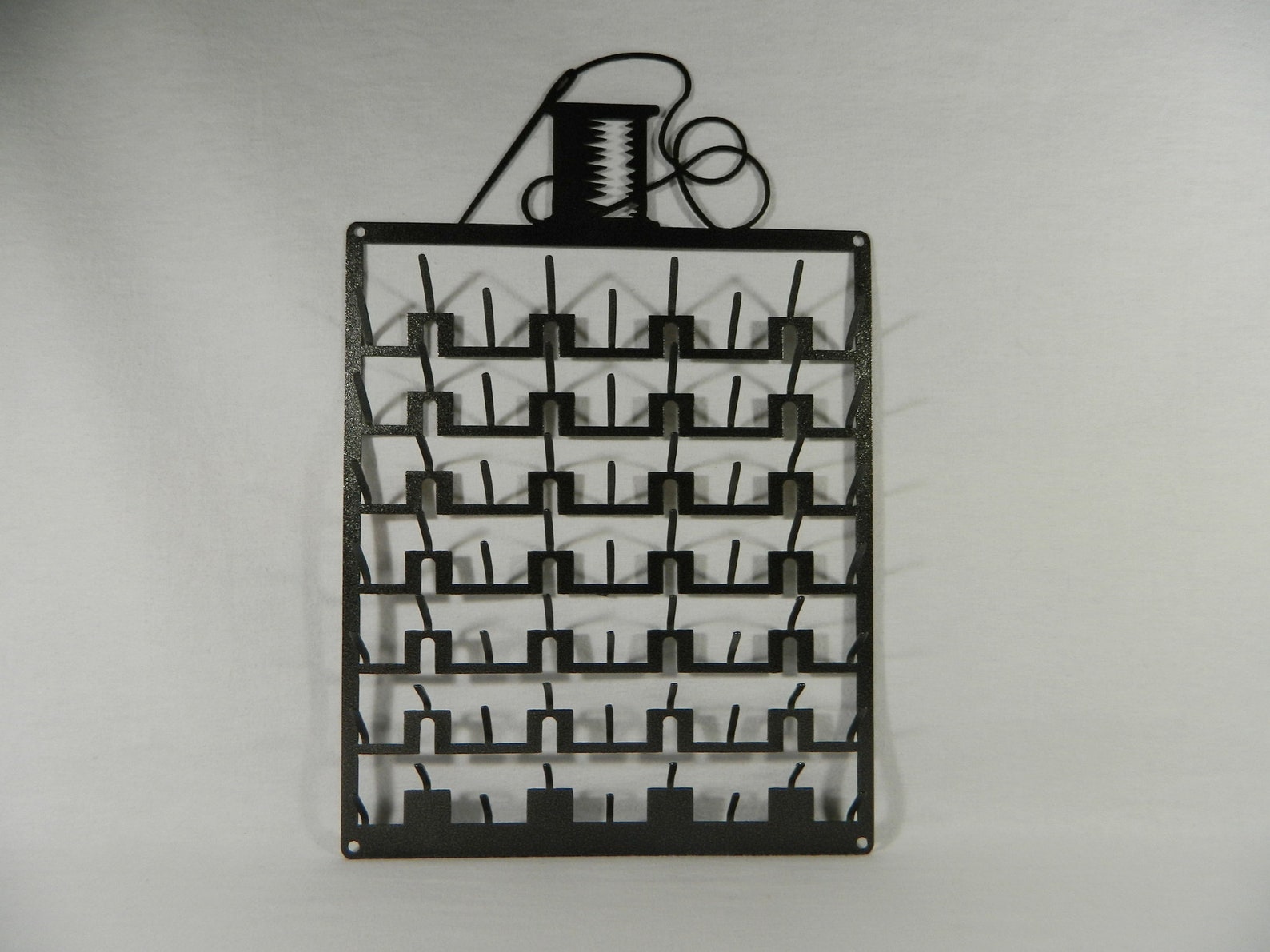 Industrial Thread Spool Rack Needle & Thread Spool Rack ~ 63 Spools of Thread Charcoal Black Powder ...