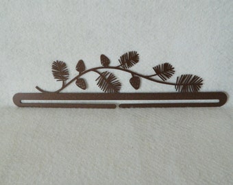 Pine Branch Quilt Hanger ~ Dark Copper or Charcoal Black Cut Steel ~ 18 Inches Wide ~ Made in the USA