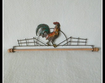 Rooster Quilt Hanger ~ Dark Copper Wire, Hand Painted Stamped Tin or Cut Steel ~ 7.5, 12, 16 or 22 Inches Wide ~ Made in the USA