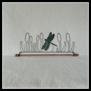 Dragonfly Quilt Hanger ~ Dark Copper Wire, Hand Painted Tin or Steel ~ 7.5, 12, 16 or 22 Inches Wide ~ Made in the USA