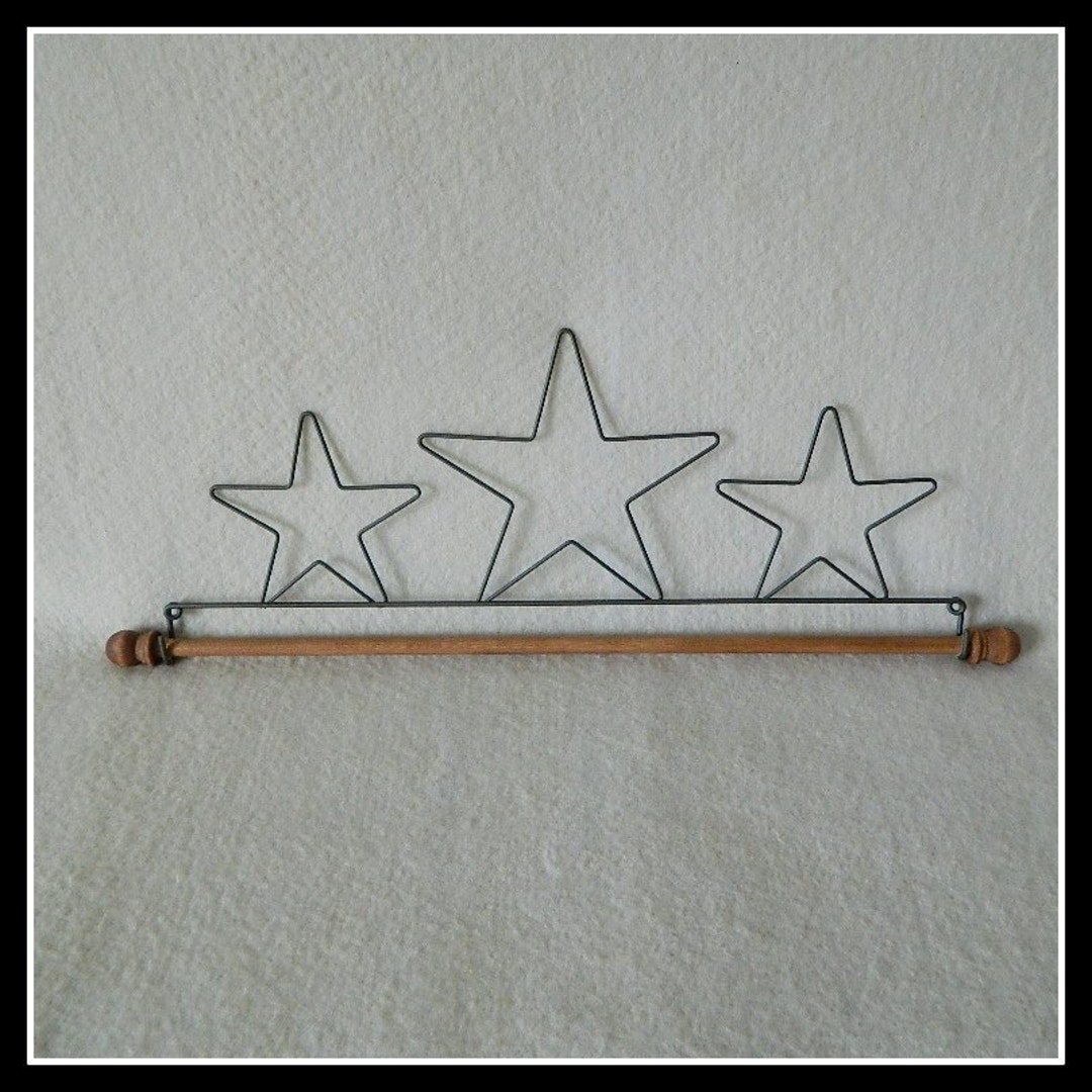 【kichi】THE TRI-STARS HANGER Three Stars Quilt Hanger ~ Gray Wire ~ 7.5, 12, 16 or 22 Inches