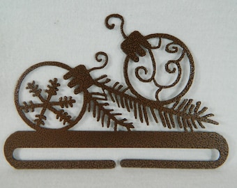 Balsam and Ornament Quilt Hanger ~ Dark Copper or Charcoal Black Cut Steel 6 Inches Wide ~ Made in the USA