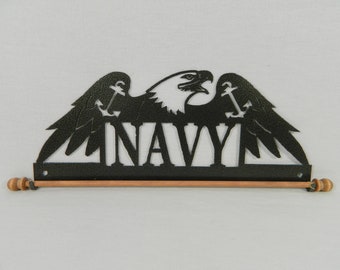 Navy Quilt Hanger ~ Charcoal Black Cut Steel 12 Inches Wide ~ Made in the USA
