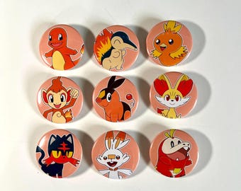 Starter Creatures Fire Pinback Buttons