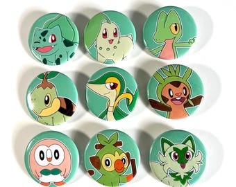 Starter Creatures Grass Pinback Buttons