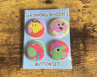 Grinning Buddies Pinback Button Set