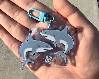 DISCONTINUED Great White Sharks Acrylic Keychain