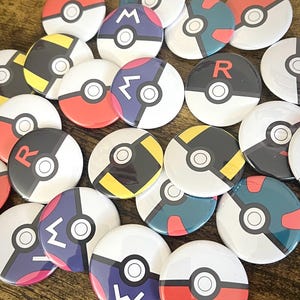 Pokeball Pinback Buttons