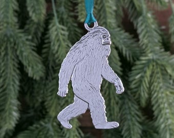 Bigfoot Christmas Ornament – Pewter Sasquatch Tree Ornament, Cryptid Gift, PNW Holiday Decor