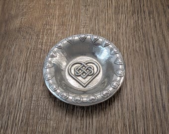 Celtic Knot Heart Pewter Ring Dish, Small Jewelry Keeper