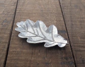 Oak Leaf Ring Holder, Pewter Ring Dish, Trinket Bowl
