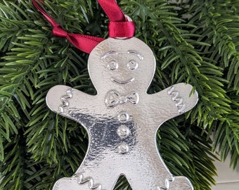 Gingerbread Man Pewter Christmas Ornament
