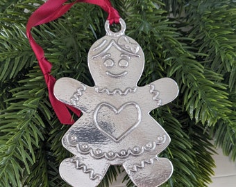 Gingerbread Woman Pewter Christmas Ornament