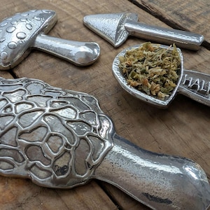 Mushroom Measuring Spoons Set of 4 – Pewter Morel Cottagecore Kitchen Decor, Forager Gift for Cooks