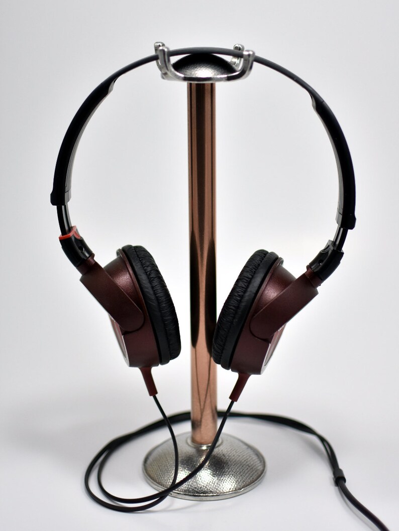 Headphone Stand Copper and Pewter Metal Headphone Holder Etsy