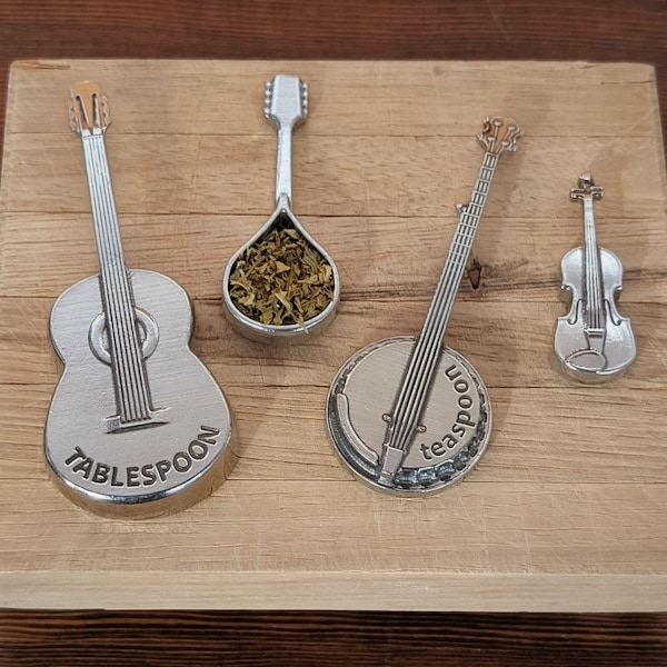 Americana måttskedar: Gitarr, Banjo, Mandolin, Fiol