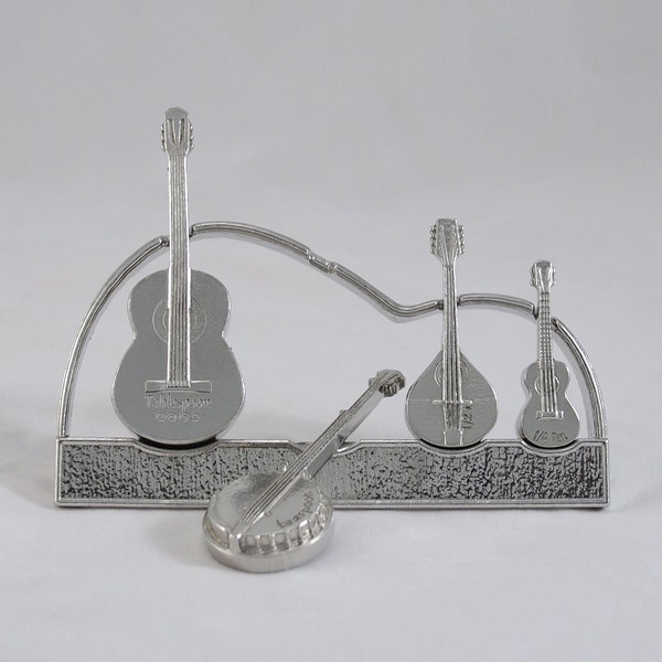 Americana Measuring Spoons with Display Stand-Guitar, Banjo, Mandolin and Ukulele